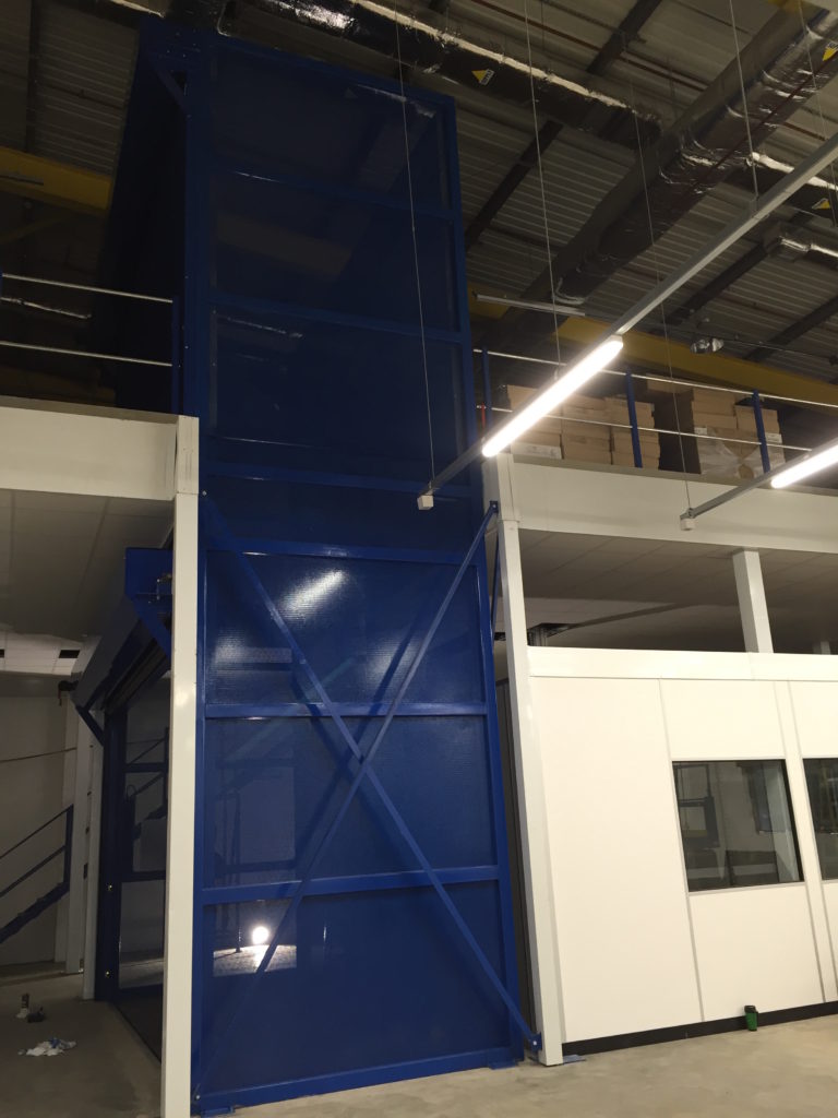 Mezzanine Lift & Doors supplied and installed for clients new premises in Norwich