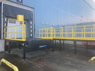 Modular Dock Platform with access stairs and mini dock leveller installed in Nottingham