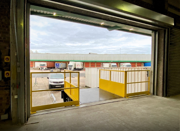 Externally mounted dock leveller installation recently completed in Manchester